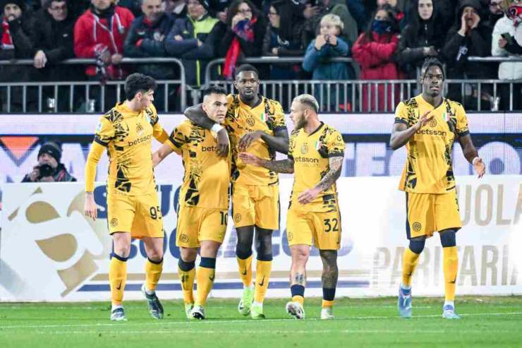 Inter dopo il gol contro il Cagliari